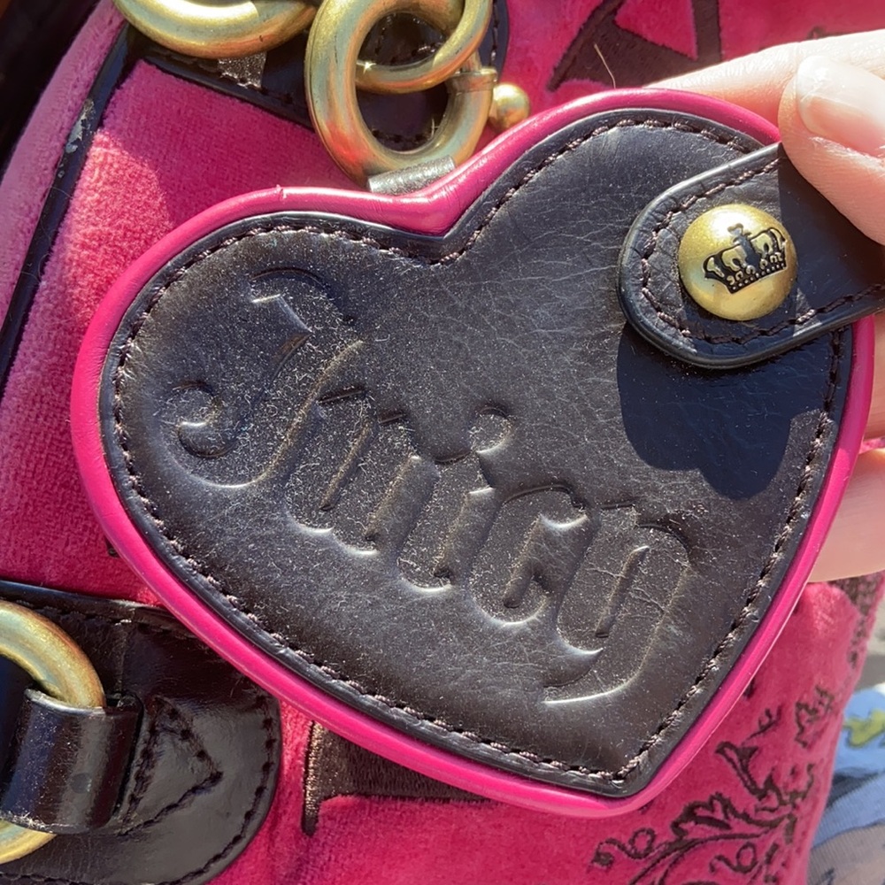 Juicy Couture Y2K PINK Velour REGAL COUTURE Bowler Bag RARE VINTAGE 2000’s - Picture 16 of 16